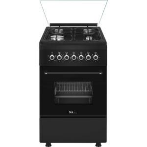 תנור משולב כיריים גז צר Sol GSB56SF - גימור שחור אחריות ע"י היבואן הרשמי