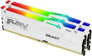ז.לבן לנייח | DDR5 | 32GB 2x16GB | 6400Mhz C32 Kingston Fury Beast RGB