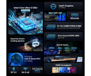 מחשב מיני | GMKtec K15 Intel Ultra5 125U | 16GB | 1TB