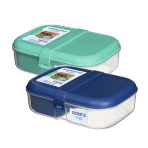 קופסת אוכל מחולקת+ מיכל תוספת 1.1 ליטר SISTEMA