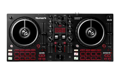 קונטרולר DJ מקצועי Numark Mixtrack Pro FX עם כרטיס קול מובנה וגלגלי Jog גדולים