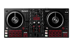 קונטרולר DJ מקצועי Numark Mixtrack Pro FX עם כרטיס קול מובנה וגלגלי Jog גדולים
