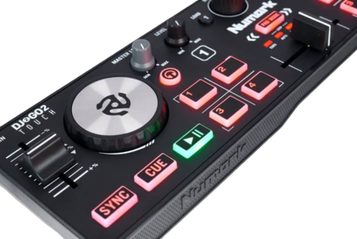 קונטרולר DJ קומפקטי למתחילים Numark DJ2GO2 Touch עם כרטיס קול מובנה