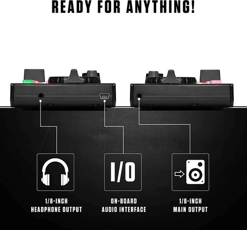 קונטרולר DJ קומפקטי למתחילים Numark DJ2GO2 Touch עם כרטיס קול מובנה