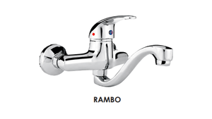 ברז מיקסר כרום RAMBO דגם 60-1320 – ברז קיר איכותי למטבח ולשימוש יומיומי