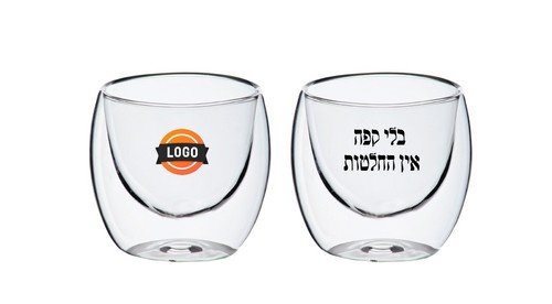 כוסות לקפה שחור - זוג כוסות זכוכית עם דופן כפולה 150 מ