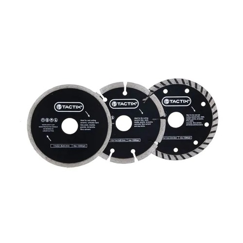 דיסק יהלום 4.5 לבטון - סט 3 יחידות רטוב יבש טורבו TACTIK