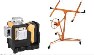  פלס לייזר ירוק 3 מעגלים 360 מעלות 20 מטר כולל 2 סוללות 1.5A ומטען + מרים לוחות גבס לעבודה 68 ק