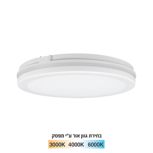 צמוד תקרה 30W עגול 20 סמ לבן אור מתחלף AURA IP65