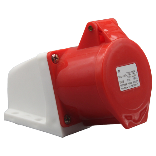 שקע קיר 5X32A אדום מוגן 220-415V IP44