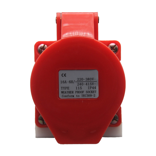 שקע קיר 5X16A אדום מוגן 220-415V IP44