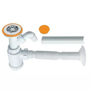 סיפון 1.25 צול שרשורי עם יציאה ונטיל ופקק - לבן