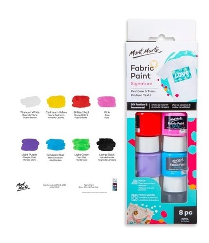סט צבעי בד / טקסטיל Mont Marte Fabric Paint – ערכת 8 צבעים 20 מ״ל