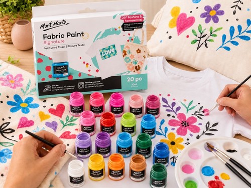 סט צבעי בד / טקסטיל Mont Marte Fabric Paint – ערכת 20 צבעים 20 מ״ל