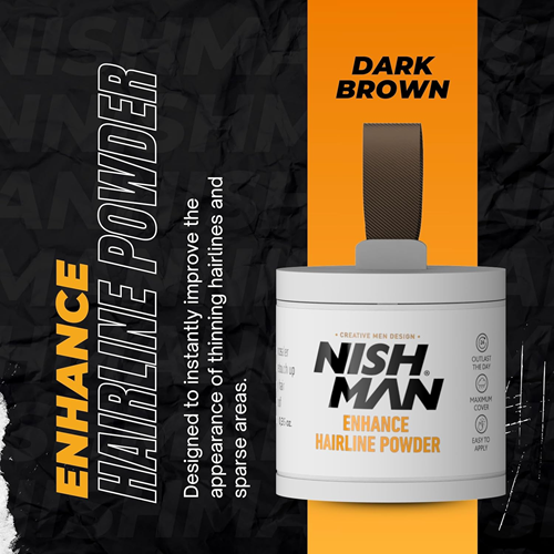אבקת כיסוי לשיער NISHMAN Hair Concealer Powder Dark Brown 10g – לכיסוי שיער לבן ושורשים