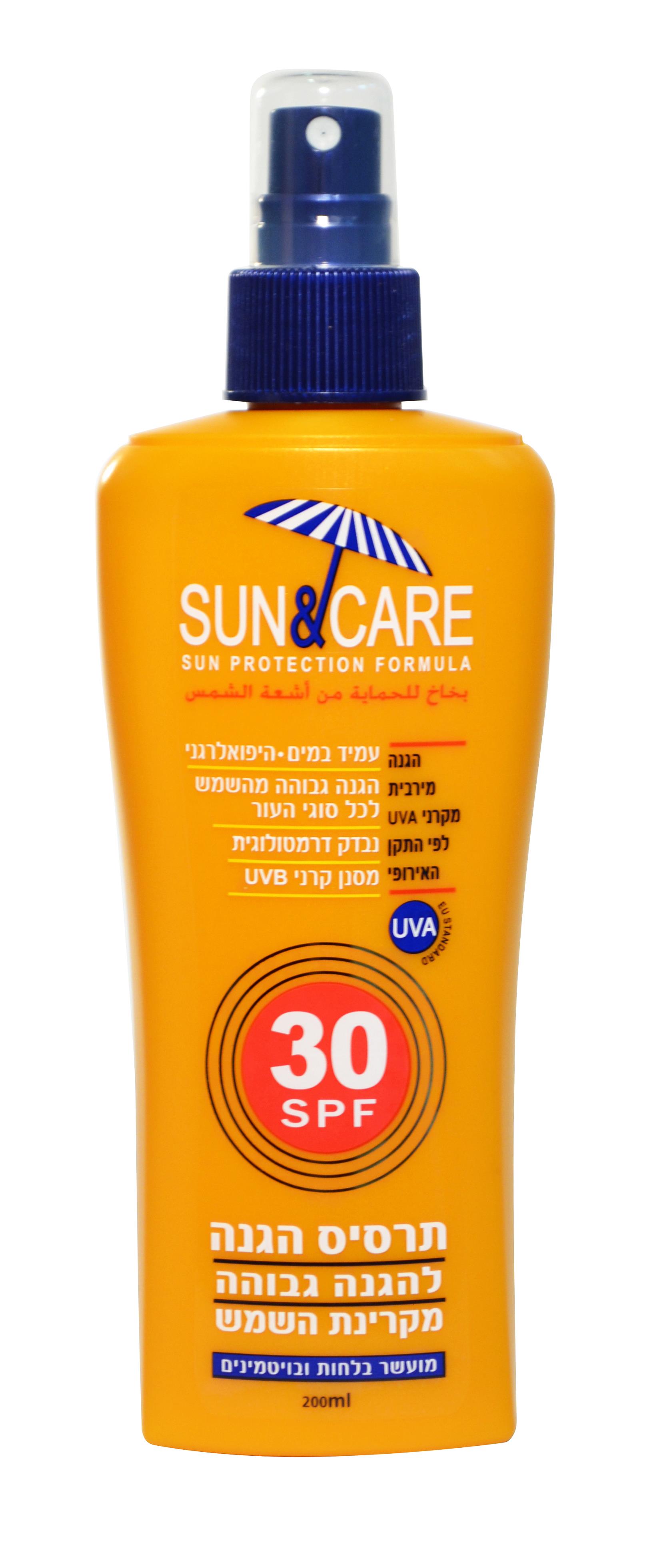 תרסיס הגנה שקוף עם מקדם הגנה SPF-30 סאן אנד קר - 200 מ
