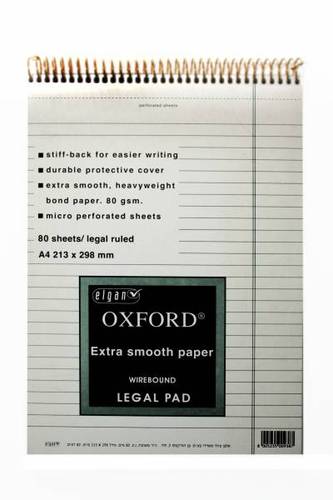 בלוק ספירל OXFORD A4 צהוב/לבן