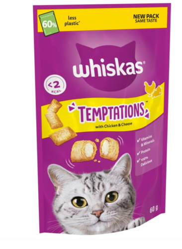 חטיף ויסקס whiskas פיתוי עם עוף וגבינה