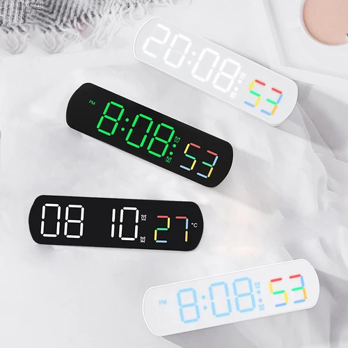 שעון מעורר LED | שליטה קולית, טיימר, תצוגת טמפרטורה | צבע לבן 