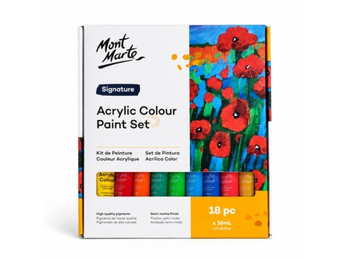סט צבעי אקריליק Mont Marte Signature – 18 יחידות × 36 מ״ל