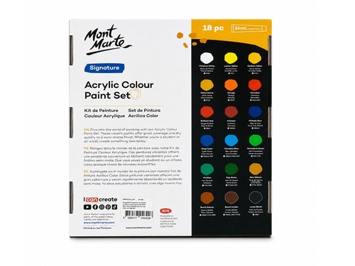 סט צבעי אקריליק Mont Marte Signature – 18 יחידות × 36 מ״ל