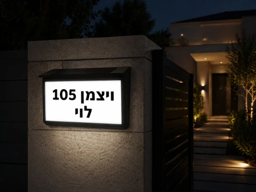 שלט כניסה מואר סולארי עם אותיות ומספרים לבית או לבניין