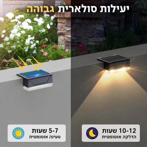 זוג פנסי חומה וגדר סולאריים - 3 גווני הארה