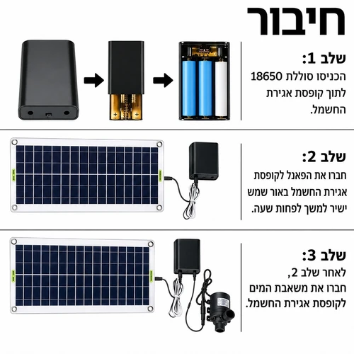 משאבת מים סולארית 12V - קצב זרימה 800 ליטר/שעה