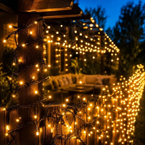 גרילנדה סולארית 1000 לד באורך 100 מטר עם שלט וחיבור USB - לבן חם