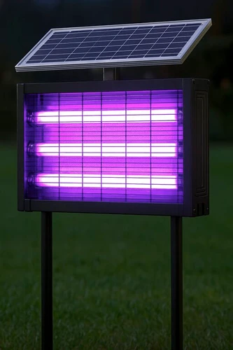 קוטל יתושים סולארי 20W עם 3 נורות UV וחיבור USB