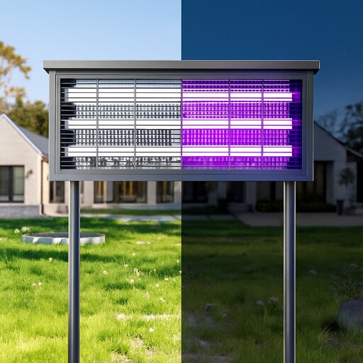 קוטל יתושים סולארי 20W עם 3 נורות UV וחיבור USB