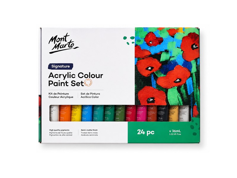 סט צבעי אקריליק Mont Marte Signature – 24 יחידות × 36 מ״ל