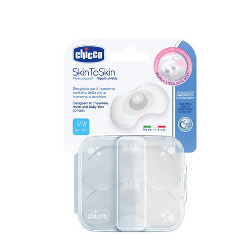 זוג מגני פטמה מסיליקון Chicco SkinToSkin S/M 