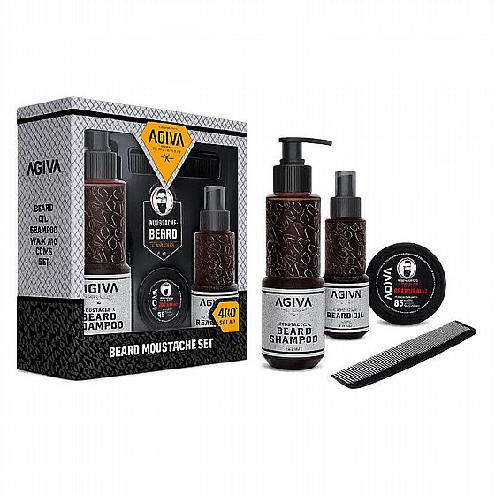 סט לזקן ולשפם Agiva Beard & Moustache Gift Set אגיבה