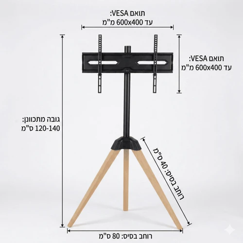 מעמד חצובה רצפתי מעוצב לטלוויזיה בגודל 32-65 – דגם Nordic-T1