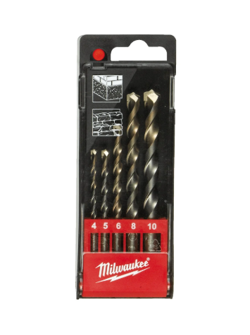 סט מקדחי קיר ובנייה מילווקי Milwaukee קנה עגול 5 יחידות 4 עד 10 מ״מ דגם 4932480157