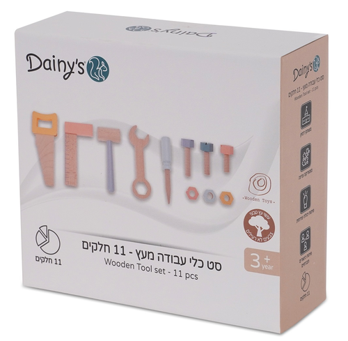 סט כלי עבודה 11 חלקים מעץ