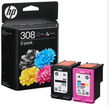מארז ראשי דיו שחור וצבעוני HP 308 6L6S6UE