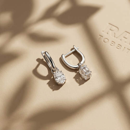 עגילים יהלומי אובל 2.0CT זהב 14K