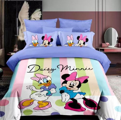 סט מצעים יחיד מיני מאוס ודייזי Disney בגווני פסטל למיטת יחיד 90×200 ס״מ, עשוי מיקרופייבר אל-קמט וכולל ציפה, סדין וציפית בעיצוב צבעוני ועדין.