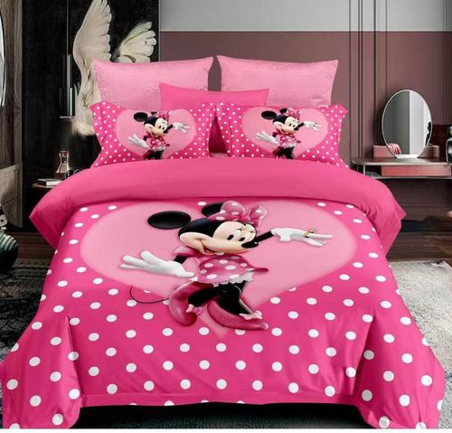 סט מצעים יחיד מיני מאוס Disney בצבע ורוד עם נקודות לבנות למיטת יחיד 90×200 ס״מ, עשוי מיקרופייבר אל-קמט וכולל ציפה, סדין וציפית בעיצוב מיני מאוס.