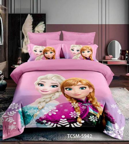 סט מצעים יחיד פרוזן Disney Frozen למיטת יחיד 90×200 ס״מ בעיצוב אלזה ואנה, עשוי מיקרופייבר אל-קמט וכולל ציפה, סדין וציפית בגווני ורוד ותכלת.