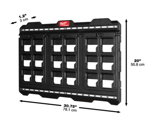 פלטת תלייה Milwaukee PACKOUT XL לקיר ולעמדת עבודה כושר נשיאה עד 68 ק״ג דגם 4932480622