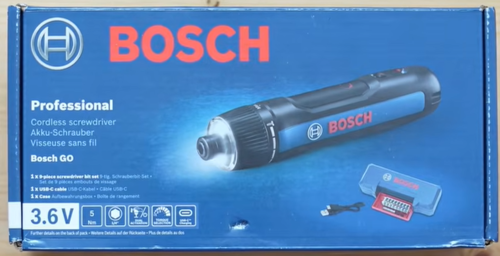 מברגון יד נטען + סט ביטים 8 יחידות, מחזיק ביטים ומזוודה - BOSCH GO 3  יבואן רשמי