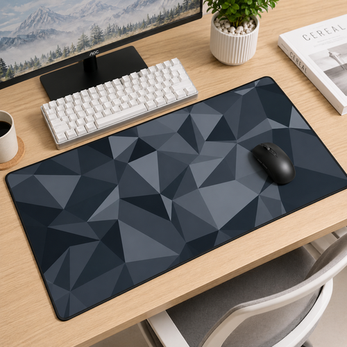 משטח גיימינג מקצועי לעכבר ולמקלדת XXL – דגם Geometric Gray - מידה 90/40 ס