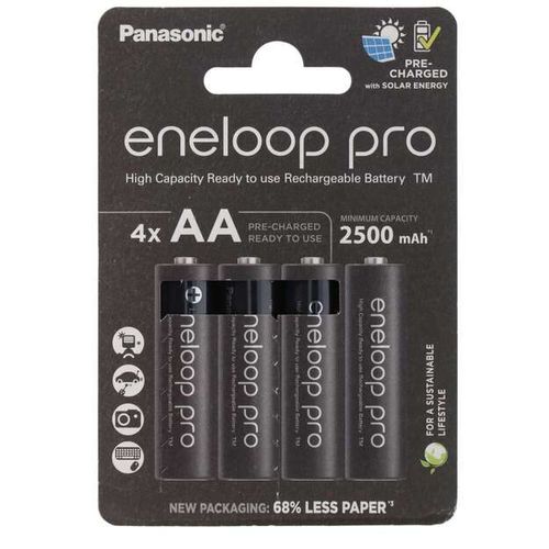 4 סוללות AA נטענות Panasonic eneloop Pro 2500mAh