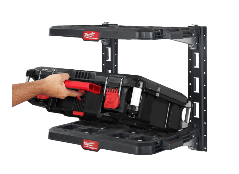 ערכת מדפים Milwaukee PACKOUT Racking System לאחסון מודולרי לקיר לרכב ולסדנה דגם 4932472127
