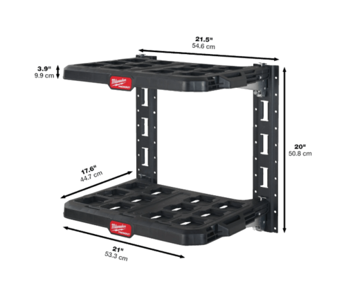 ערכת מדפים Milwaukee PACKOUT Racking System לאחסון מודולרי לקיר לרכב ולסדנה דגם 4932472127