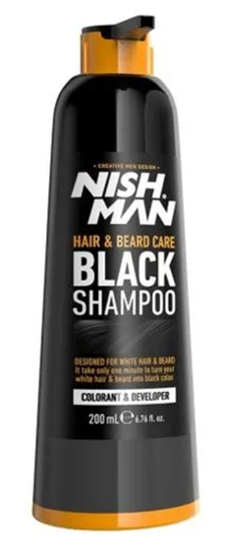 שמפו צבע שחור לשיער ולזקן NISHMAN Hair & Beard Care Black Shampoo 400ml