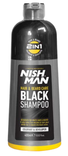 שמפו צבע שחור לשיער ולזקן NISHMAN Hair & Beard Care Black Shampoo 400ml